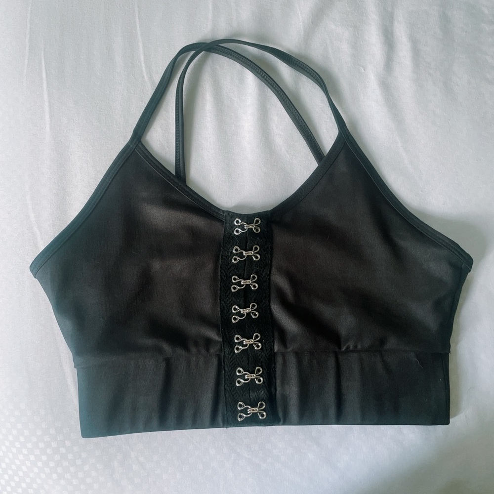 ASOS Black Strappy Bra with Front Hook Detail